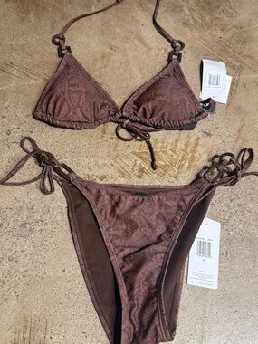 Hurley Brown Snakeskin Print Bikini